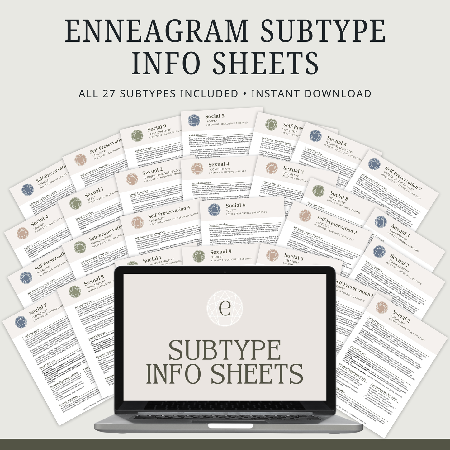 Enneagram Subtype Info Sheets (All 27 Subtypes)