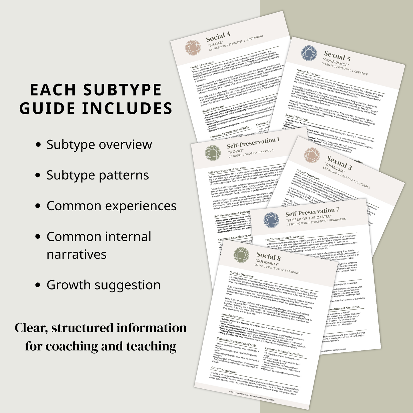 Enneagram Subtype Info Sheets (All 27 Subtypes)