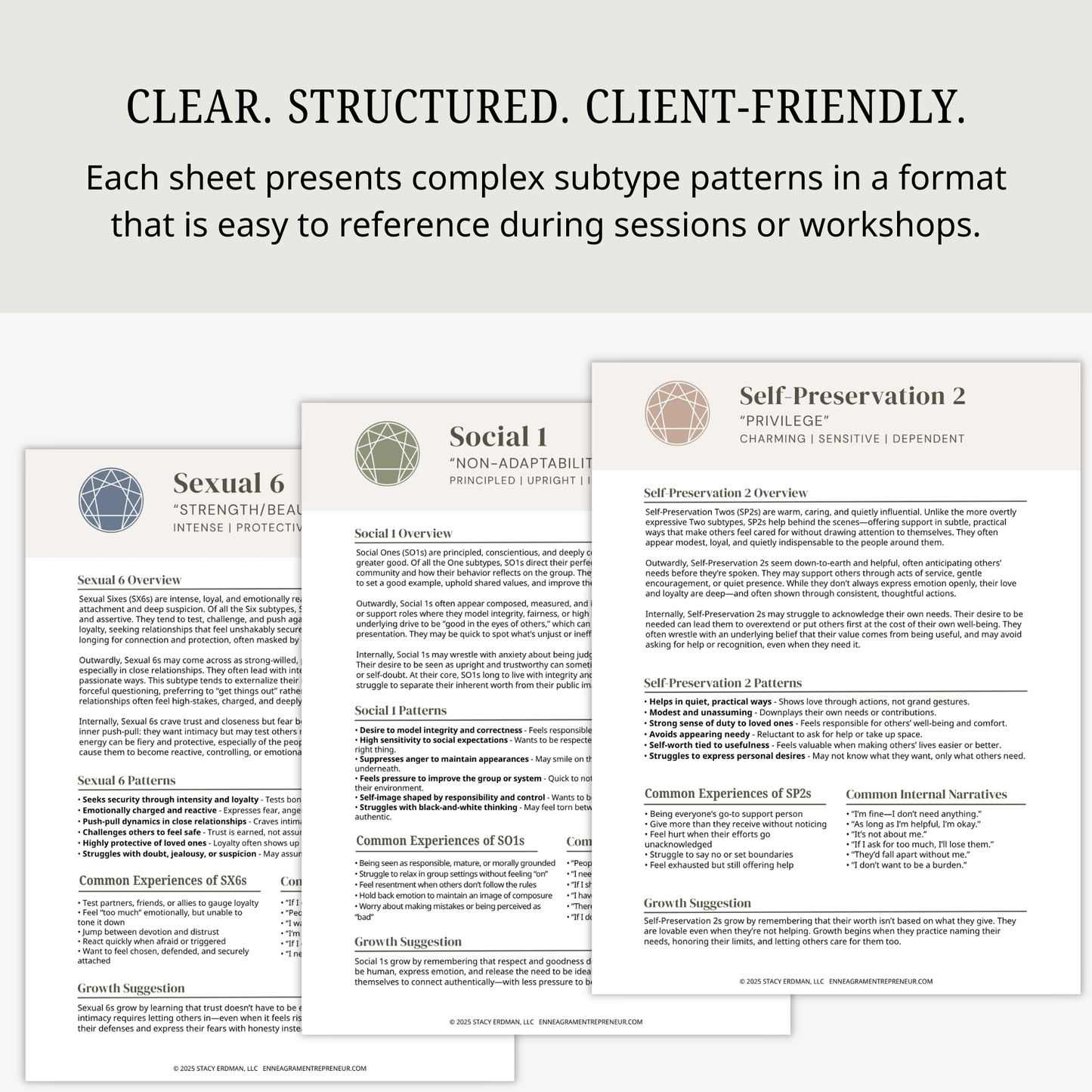 Enneagram Subtype Info Sheets (All 27 Subtypes)