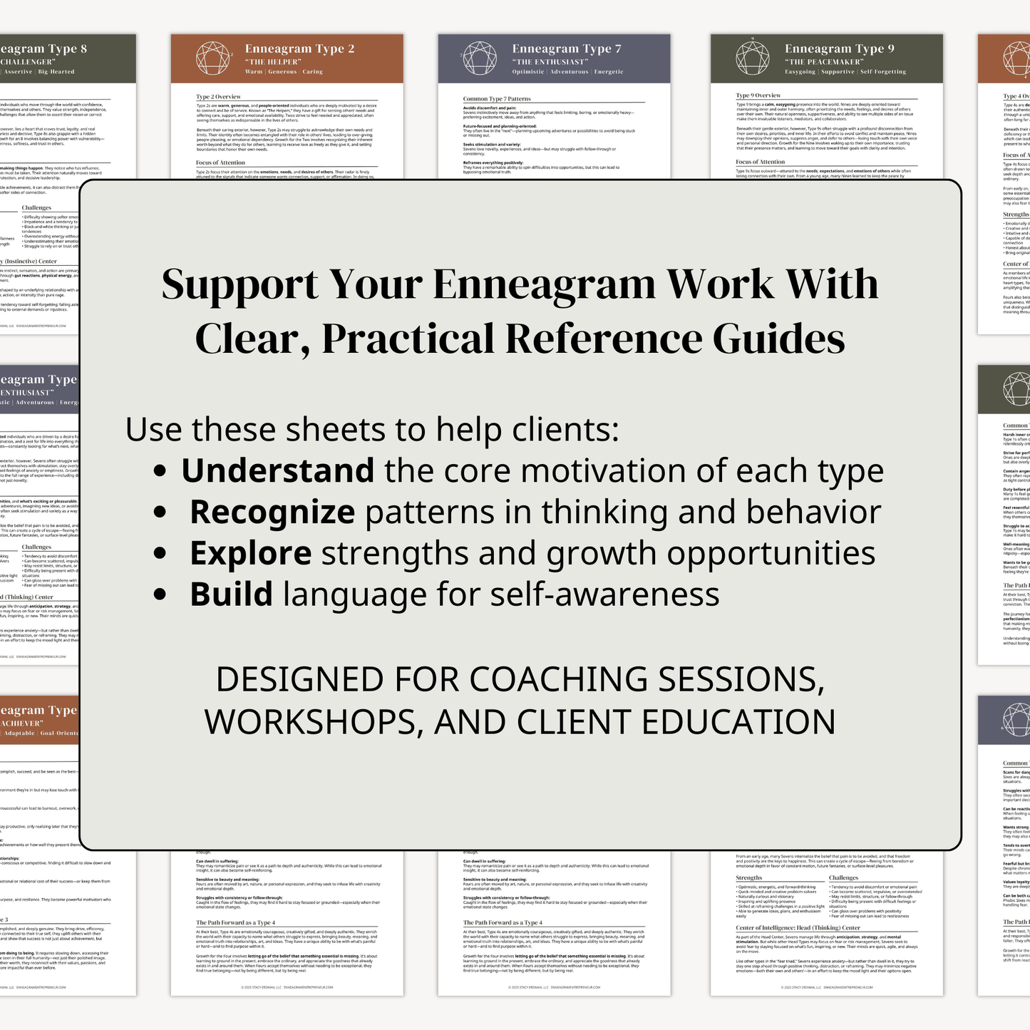 Enneagram Type Info Sheets (All 9 Types)