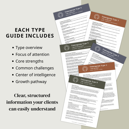 Enneagram Type Info Sheets (All 9 Types)