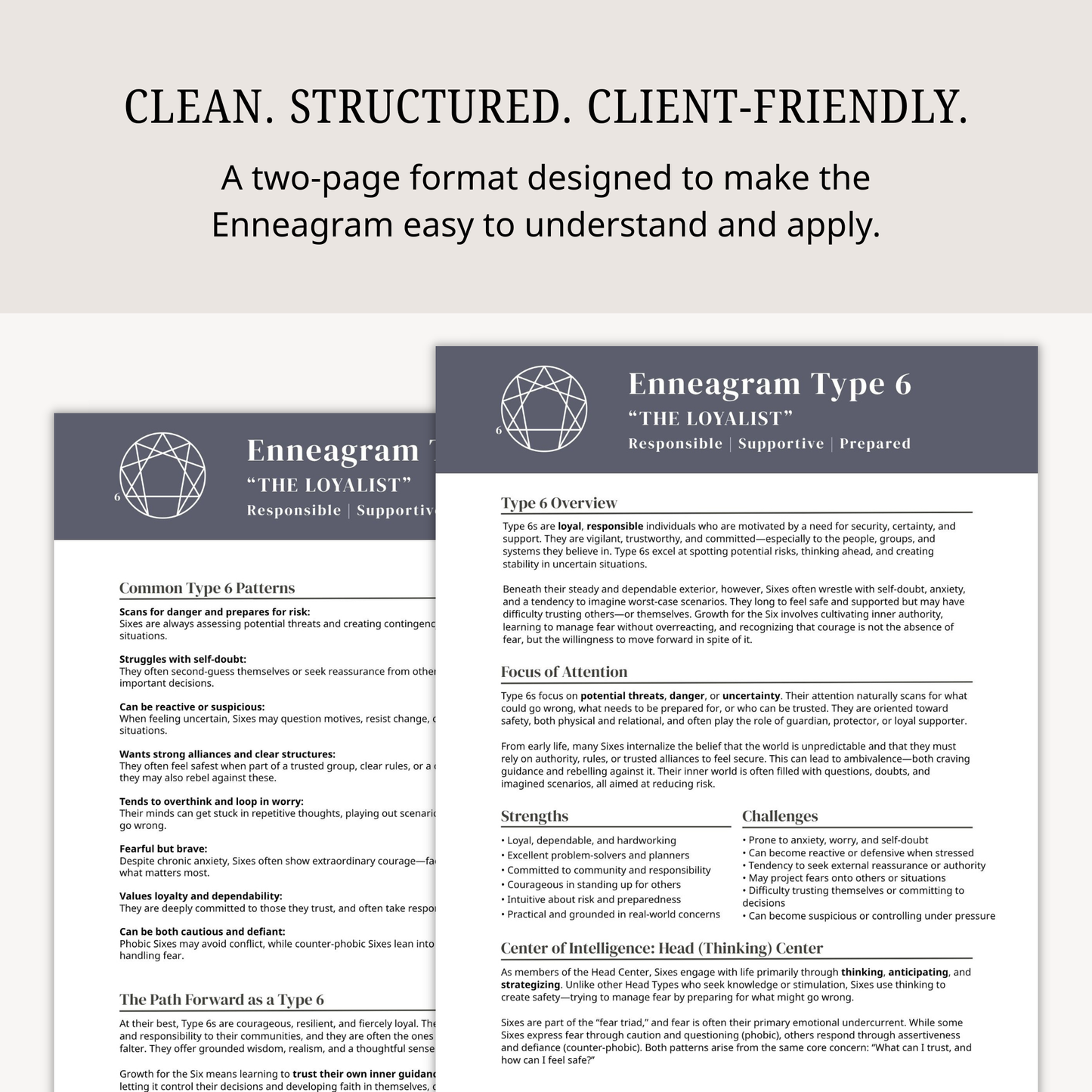Enneagram Type Info Sheets (All 9 Types)