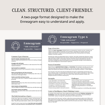Enneagram Type Info Sheets (All 9 Types)