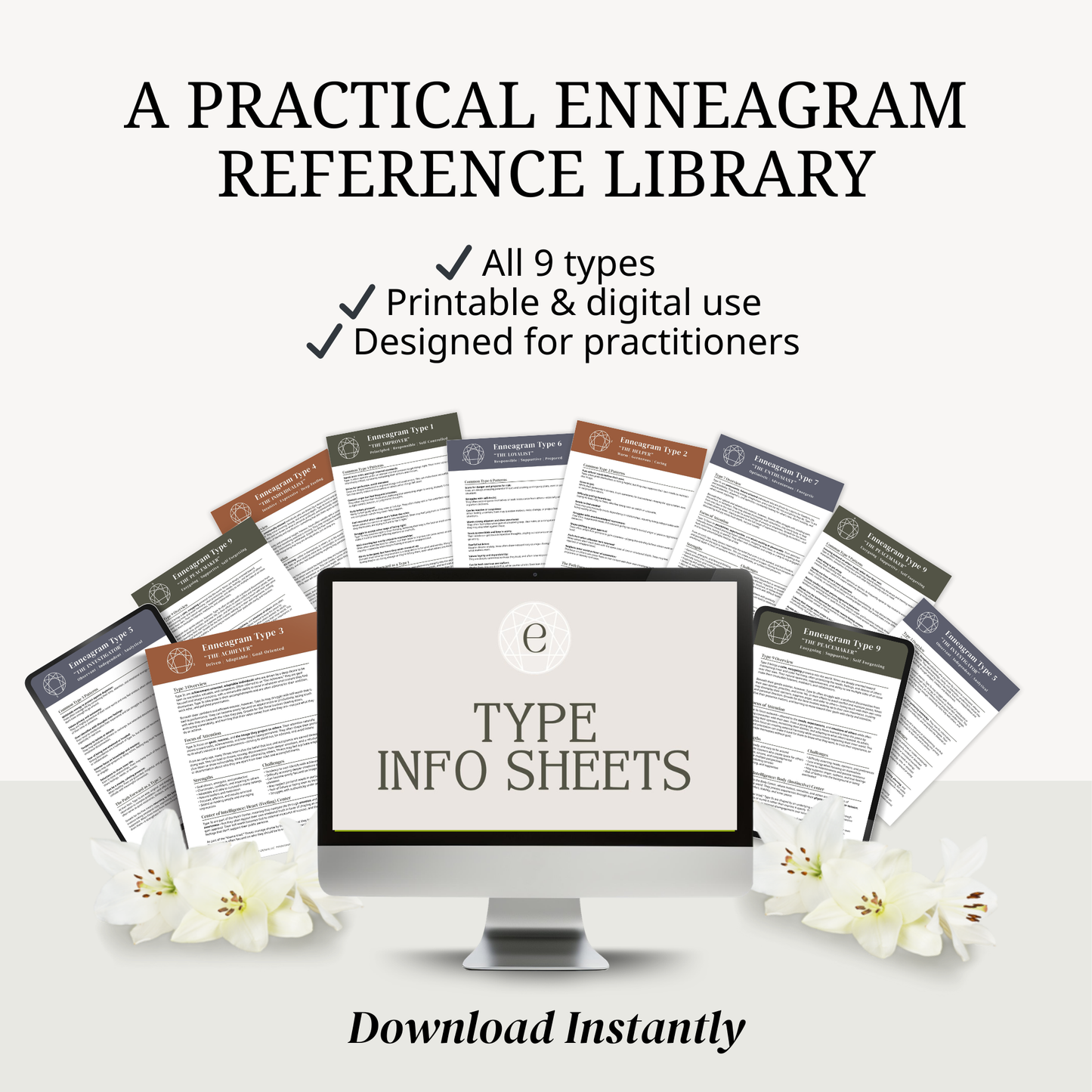Enneagram Type Info Sheets (All 9 Types)